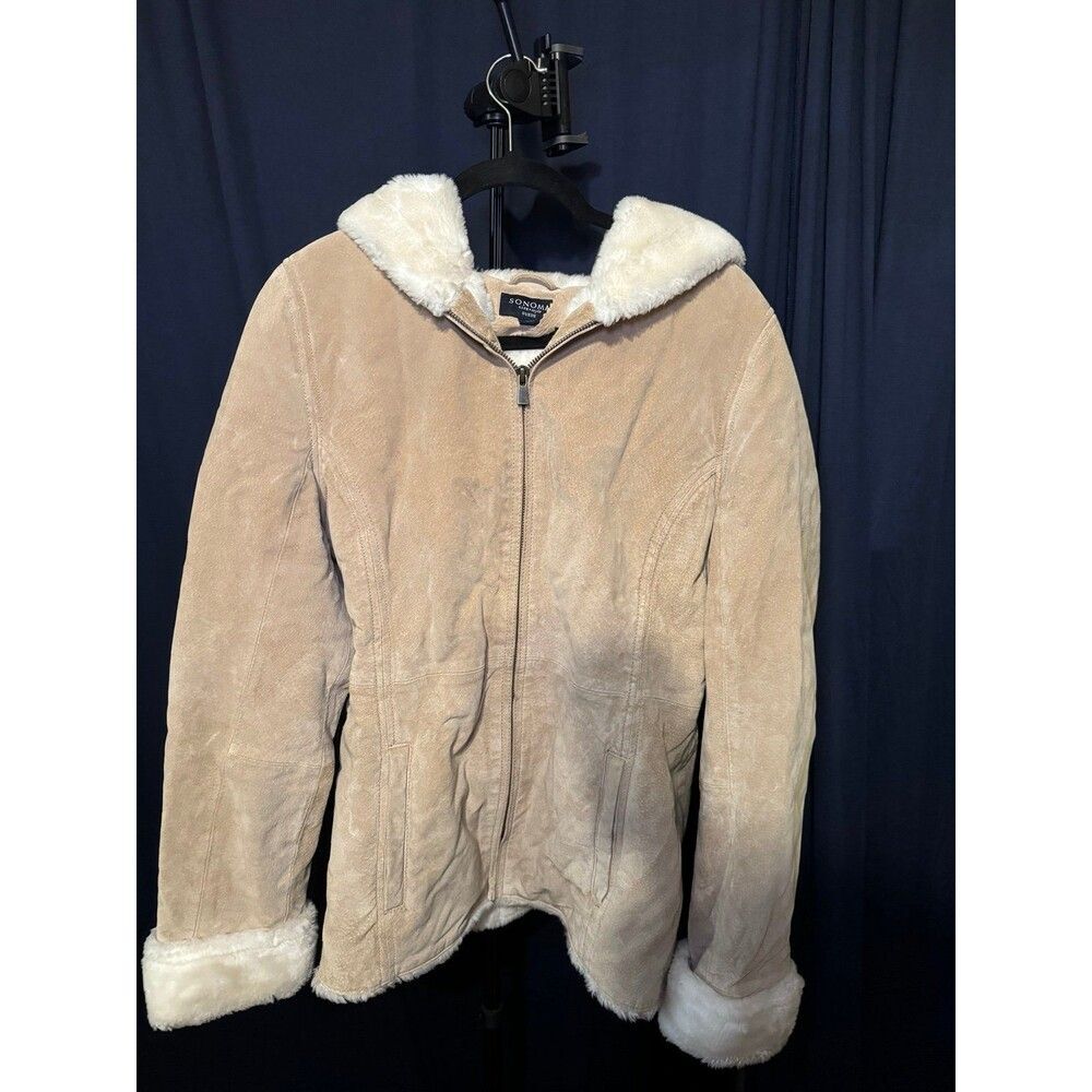 Y2K Genuine Suede Faux Fur Hooded Jacket